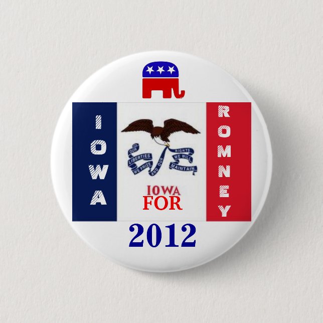 Chapa Redonda De 5 Cm Iowa para Romney 2012 (Anverso)