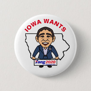 Chapa Redonda De 5 Cm Iowa quiere a Andrew Yang 2020