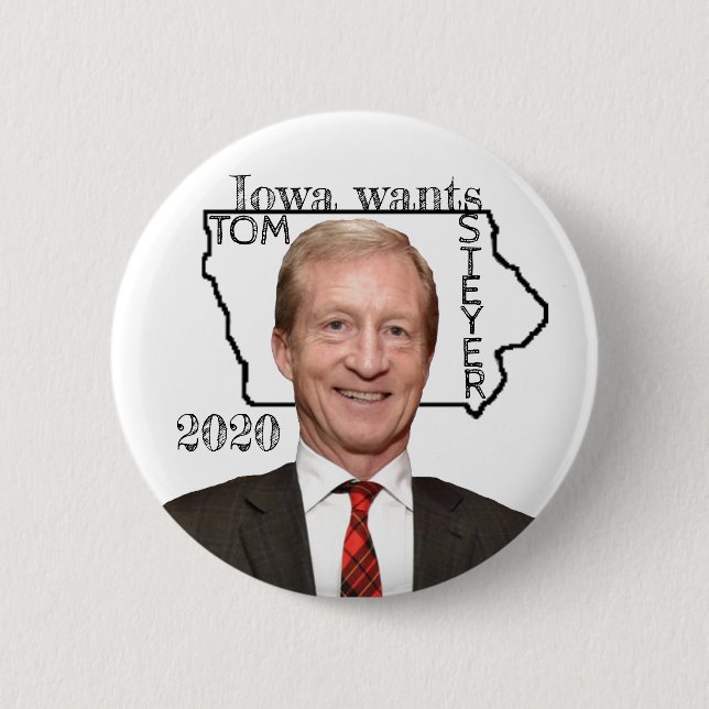 Chapa Redonda De 5 Cm Iowa quiere a Tom Steyer 2020 (Anverso)