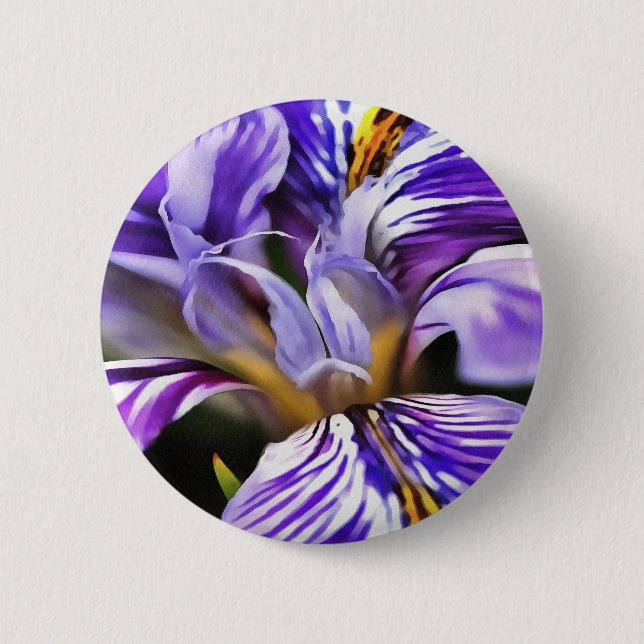 Chapa Redonda De 5 Cm Iris In Violet Lilac and Purple Botanical Art (Anverso)