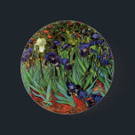 Chapa Redonda De 5 Cm Irises de Vincent van Gogh, Arte de Jardín Vintage<br><div class="desc">Irises (1889) de Vincent van Gogh es un bello arte vintage post impresionsionismo paisaje floral con un jardín con iris morado barbudo cultivado por amapolas naranjas. Una sola flor blanca de iris está floreciendo al borde. Sobre el artista: Vincent Willem van Gogh (1853-1890) fue uno de los pintores más famosos...</div>