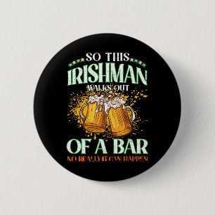 Chapa Redonda De 5 Cm Irlandés bebiendo cerveza Día de San Patricio