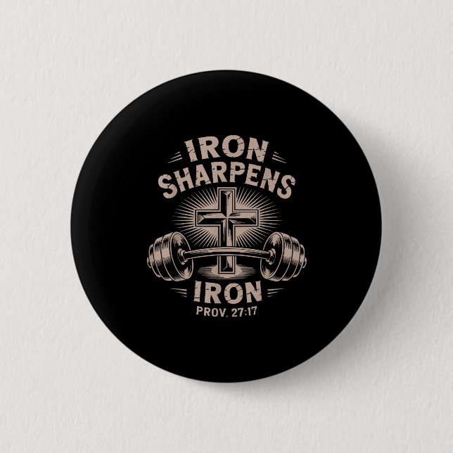 Chapa Redonda De 5 Cm Iron Sharpens Iron Youth Funny Christian Workout G (Anverso)