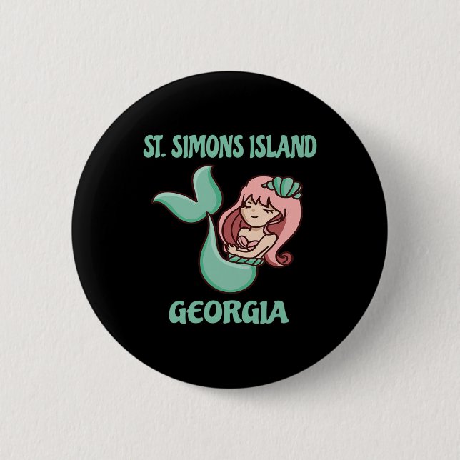 Chapa Redonda De 5 Cm Isla de St. Simons Tema de Sirena Lindo  (Anverso)