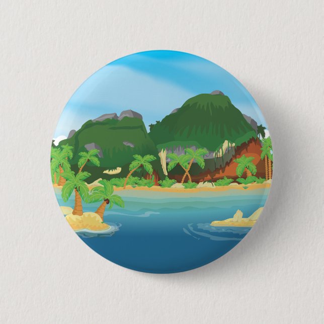 Chapa Redonda De 5 Cm Isla del Tesoro Tropical (Anverso)