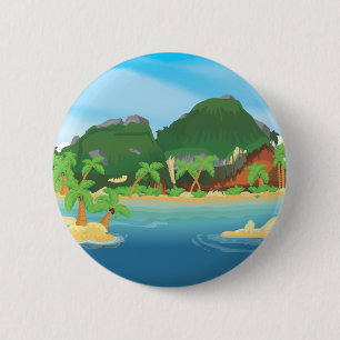 Chapa Redonda De 5 Cm Isla del Tesoro Tropical