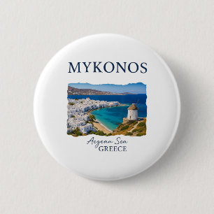 Chapa Redonda De 5 Cm Isla griega Mykonos vacaciones viajes vida costera
