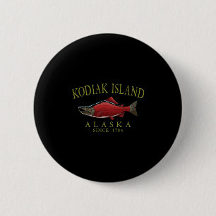 Chapa Redonda De 5 Cm Isla Kodiak Alaska Salmón Desde 1784 Arco Oliv