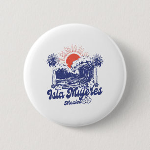 Chapa Redonda De 5 Cm Isla Mujeres México 2025 Vacaciones Surf Vintage
