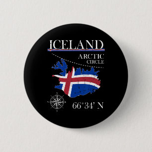 Chapa Redonda De 5 Cm Islandia - Círculo Polar - Isla Polar Bandera isla