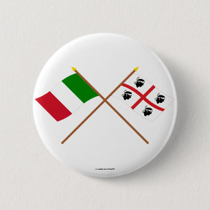 Chapa Redonda De 5 Cm Italia y banderas cruzadas Sardegna