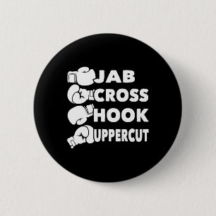 Chapa Redonda De 5 Cm Jab Cross Hook Uppercut - Boxeador de Gimnasio de