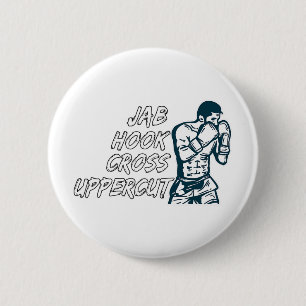 Chapa Redonda De 5 Cm Jab Hook Cross Uppercut Boxeo Para Boxeadores Homb
