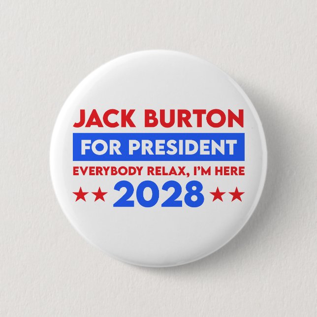 Chapa Redonda De 5 Cm Jack Burton para la presidencia 2028 (Anverso)