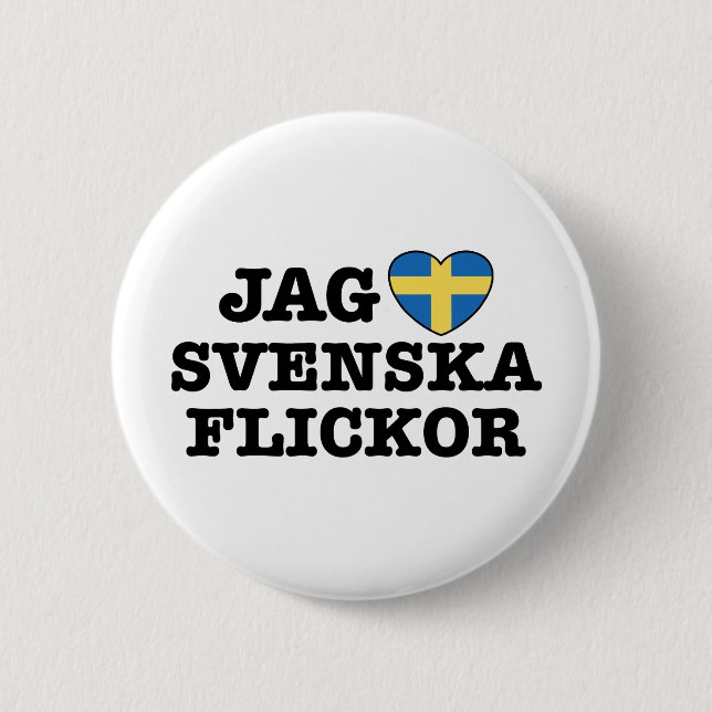 Chapa Redonda De 5 Cm Jag Svenska Flickor (Anverso)