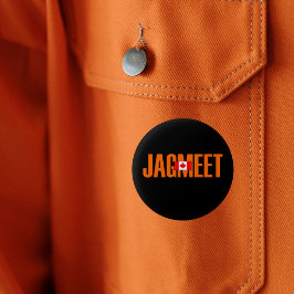 Chapa Redonda De 5 Cm Jagmeet Naranja Negrita Texto Negrita Color de la 