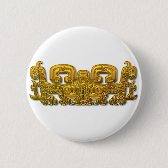 Chapa Redonda De 5 Cm Jaguar maya - oro (Anverso)