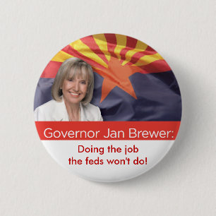Chapa Redonda De 5 Cm Jan Brewer, gobernador de Arizona
