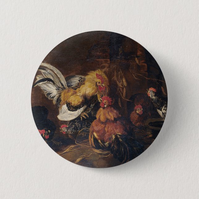 Chapa Redonda De 5 Cm Jan Fyt Cockfight (Anverso)