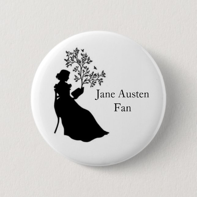 Chapa Redonda De 5 Cm Jane Austen Fan pin (Anverso)