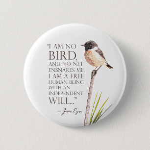 Chapa Redonda De 5 Cm Jane Eyre - No Soy Pájaro - Pájaro Marrón