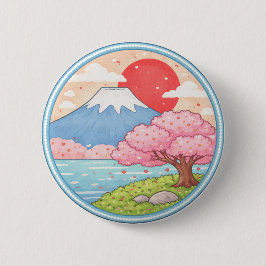 Chapa Redonda De 5 Cm Japan's Mount Fuji