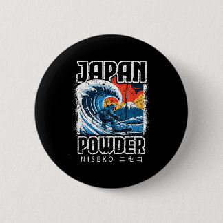Chapa Redonda De 5 Cm Japón hokusai snowboarding niseko japonés katakan