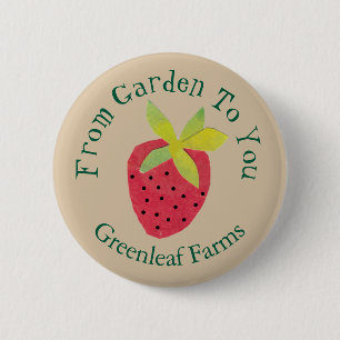 Chapa Redonda De 5 Cm Jardín A Tu Retro Fresas Jardín De Nursera De Gran