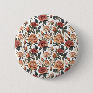 Chapa Redonda De 5 Cm Jardín Botánico de Rosa Roja Clásica Vintage