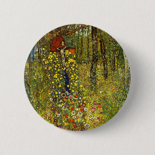 Chapa Redonda De 5 Cm Jardín de granja con crucifijo de Gustav Klimt