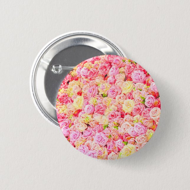 Chapa Redonda De 5 Cm Jardín de rosas (Anverso y reverso)