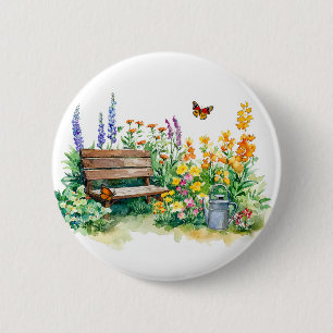 Chapa Redonda De 5 Cm Jardín de verano con mariposas