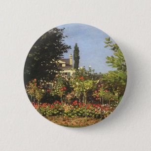 Chapa Redonda De 5 Cm Jardín en flor en Sainte Adresse por Claude Monet