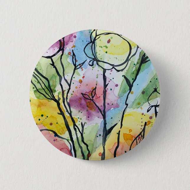 Chapa Redonda De 5 Cm jardín floral caprichoso (Anverso)