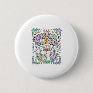 Chapa Redonda De 5 Cm Jardín Unicornio Bunniecorn Tipografía Kawaii Dise
