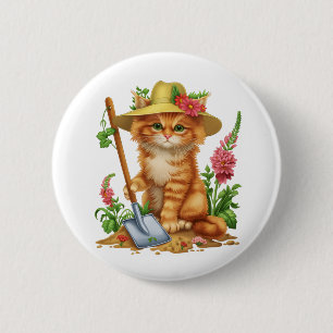 Chapa Redonda De 5 Cm Jardinería con gatos