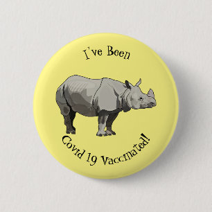 Chapa Redonda De 5 Cm Javan rhinoceros cartoon illustration