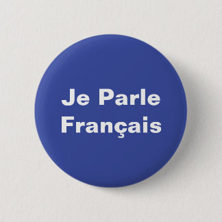Chapa Redonda De 5 Cm Je Parle Français Hablo francés blanco sobre azul