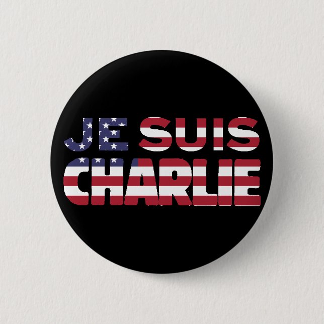 Chapa Redonda De 5 Cm Je Suis Charlie - soy Charlie-Estrellas y rayo los (Anverso)
