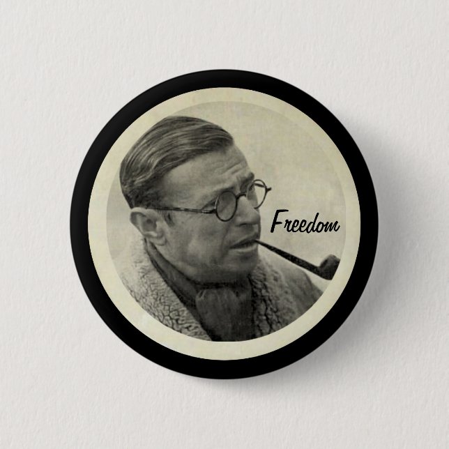 Chapa Redonda De 5 Cm Jean-Paul Sartre (Anverso)