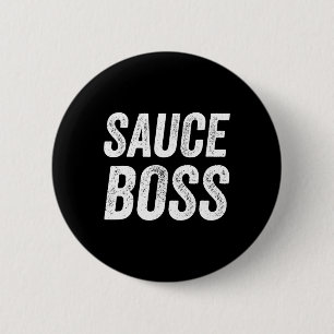 Chapa Redonda De 5 Cm Jefe de Salsa Chef Bbq Cocina Comida Humorística