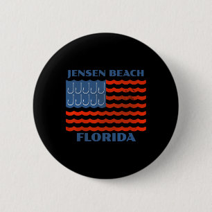 Chapa Redonda De 5 Cm Jensen Beach Florida Bandera Americana de Pesca Vi