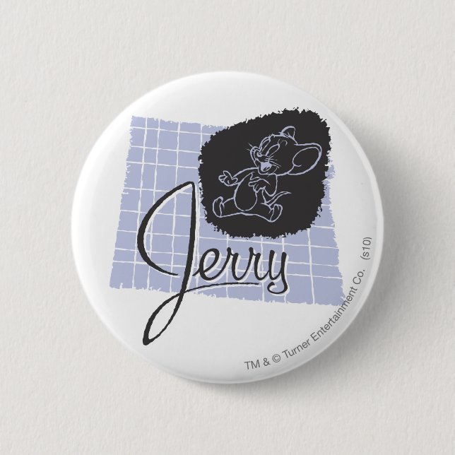 Chapa Redonda De 5 Cm Jerry Black and Blue Script (Anverso)