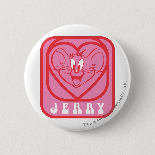 Chapa Redonda De 5 Cm Jerry Pink Hearts (Anverso)