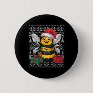 Chapa Redonda De 5 Cm Jersey de Navidad Estilo Feo Sombrero de Santa Abe