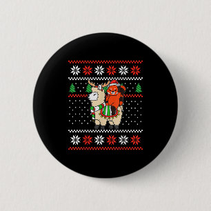 Chapa Redonda De 5 Cm Jersey Feo de Navidad de Panda Rojo Reno Llama Ri