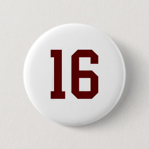 Chapa Redonda De 5 Cm Jersey Marrón Y Blanco Número 16 Uniforme De Jugad