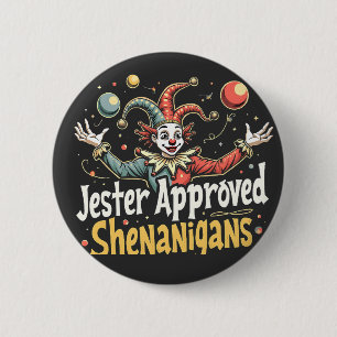 Chapa Redonda De 5 Cm Jester Aprobó Shenanigans Circus Clown