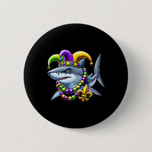 Chapa Redonda De 5 Cm Jester Shark Beads Mardi Gras Carnaval Hombres ani