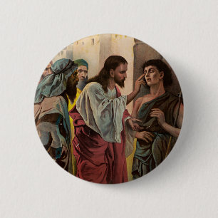 Chapa Redonda De 5 Cm Jesucristo curando al hombre ciego
